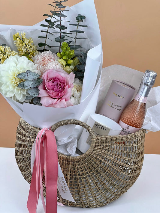 The Bestie Hamper Basket-Flower-Delivery-Gold-Coast-Florist-Flowers Gold Coast-Mini-https://www.flowersgoldcoast.com.au-best-florist