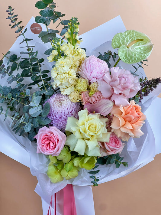 Dreamy Pastels-Flower-Delivery-Gold-Coast-Florist-Flowers Gold Coast-Mini-Beautifully Wrapped-https://www.flowersgoldcoast.com.au-best-florist