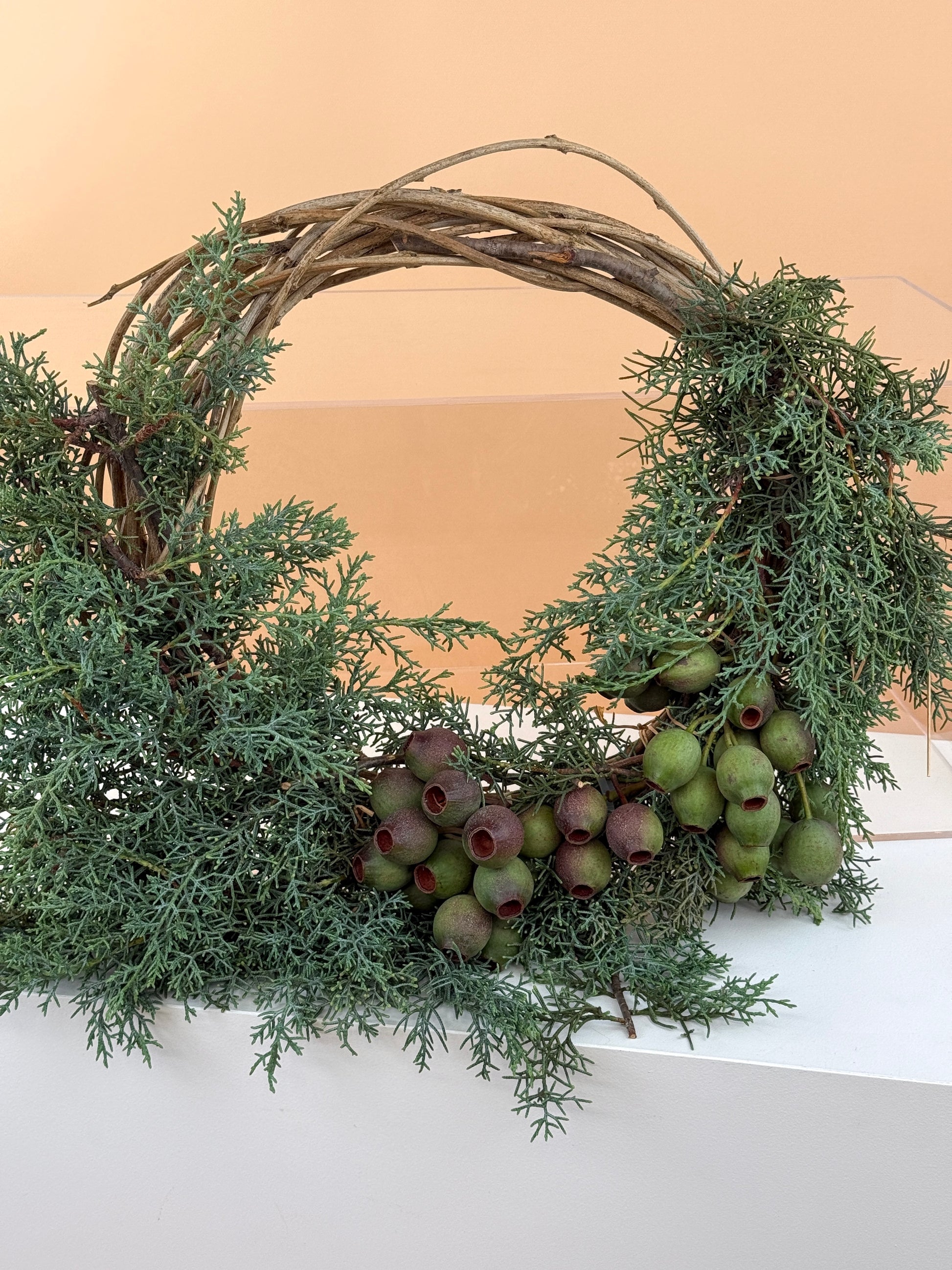 Dried Christmas Wreaths-Flower-Delivery-Gold-Coast-Florist-Flowers Gold Coast-Dried 1/2 Blue Spruce & Nuts-https://www.flowersgoldcoast.com.au-best-florist