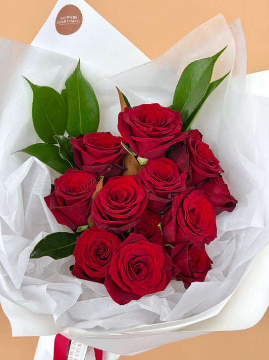 Red Rose Bouquet-Flower-Delivery-Gold-Coast-Florist-Flowers Gold Coast-12 Roses-https://www.flowersgoldcoast.com.au-best-florist