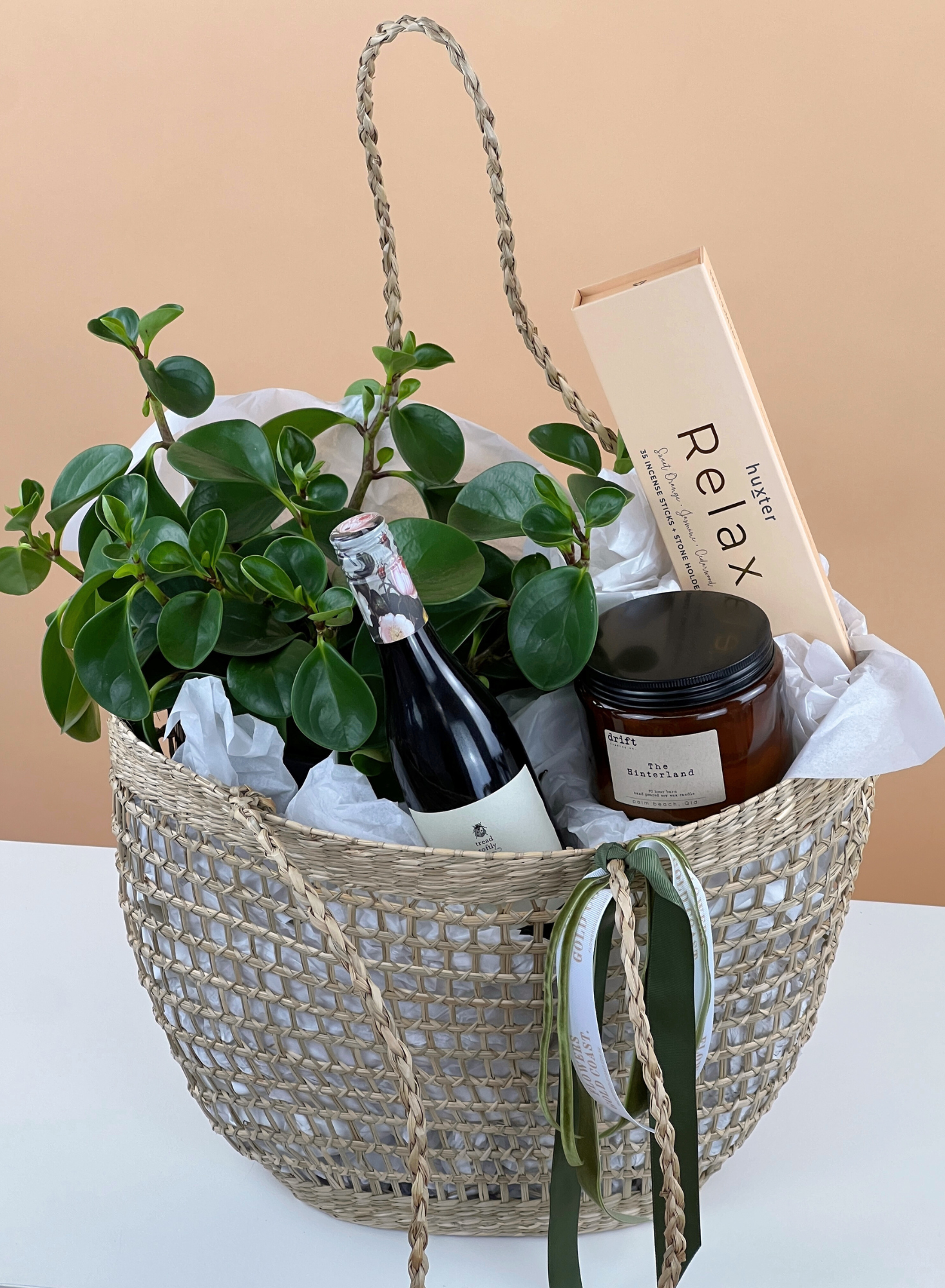 The Botanical Hamper Basket-Flower-Delivery-Gold-Coast-Florist-Flowers Gold Coast-Coconut & Tahitian Lime-Merlot-https://www.flowersgoldcoast.com.au-best-florist