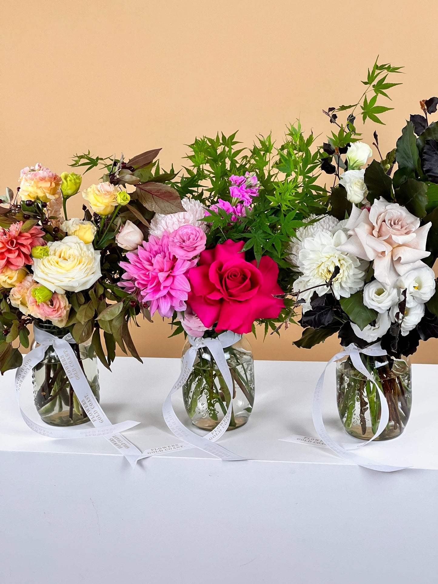 Entertainer's Trio - Fresh Cut Flowers made with love by Flowers Gold Coast www.flowersgoldcoast.com.au the Gold Coast's best Florist - Same Day Flower Delivery